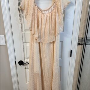 SHEIN Cream Maxi Dress with Polka Dot Detail